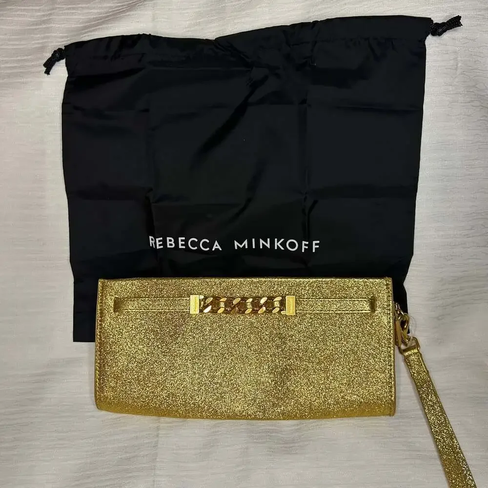 Rebecca Minkoff Glitter Clutch Gold